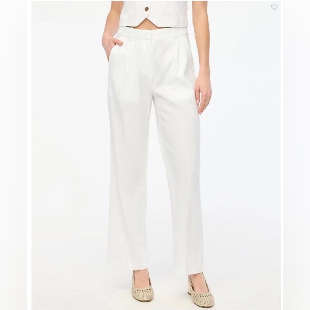 J. Crew Wide Leg Linen White Pants
